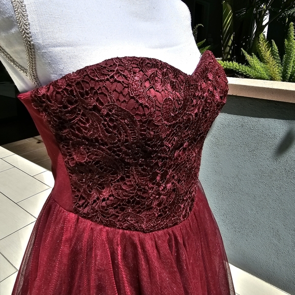 🆑️ SPEECHLESS Fit Flare Dress | Strapless Tube Floral Lace Sweetheart M - Picture 6 of 17